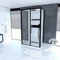 Dusche Komplett MARWELL Design Komplettdusche Fertigdusche White Isle 115 x 90 x 217 cm - Komplett Set inkl. Duschwanne und Armatur - reversibel aufbaubar - hochwertiges Aluminiumprofil System