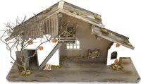 großer Krippenstall, Weihnachtskrippe aus Holz 100 * 36 * 52cm (OHNE Krippenfiguren)