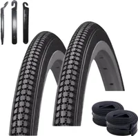 Angebot-Set / 2 x Kenda K-103 27" Fahrradreifen Fahrradmantel in Schwarz 32-630 (27 x 1 1/4) + 2 passende Schläuche AV inkl. 3 Reifenheber
