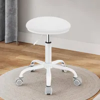 EUGAD Schminkhocker höhenverstellbar, runder Hocker 360° drehbar, Kunstleder, Weiß