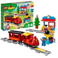 LEGO 10874 DUPLO Dampfeisenbahn, Spielzeugeisenbahn mit Licht & Geräuschen und Push-&-Go-Motor, Spielzeug und Geburtstagsgeschenk für Kinder