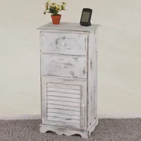 Kommode Schrank, 81x40x32cm, Shabby-Look, Vintage  weiß