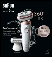 Braun Silk-épil 9 Flex 9-030 3D, Růžová, Bílá, 40 pinzeta/pinzety, MicroGrip, Podpaží, Bikiny, 0,5 mm, Baterie
