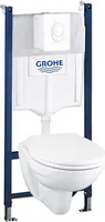 Grohe Solido - Set predstenovej inštalácie, klozetu Bau Ceramic a dosky softclose, tlačidlo Skate Air, alpská biela 39116000