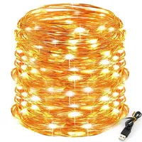 20M Warmweiß LED Kupferdraht Lichterkette USB Weihnachten Draht Lichterketten Hochzeit Party Innen Außen Deko