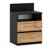 Nachttisch 40x59x32 - Nachttischschrank für Schlafzimmer - Nachtkommode mit Schubladen - Beistellschrank - Schlafzimmer Nachttisch Schwarz Eiche Wotan