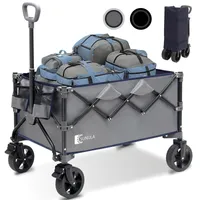 SUNULA Handwagen faltbar, Bollerwagen, 150 L, bis 150 kg belastbar, Grau