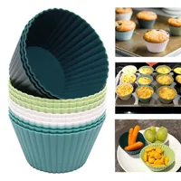 Silikonbackformen für Muffins, 4 Farben, 12er-Set, wiederverwendbar, BPA-frei, geeignet für Kuchen und Pudding