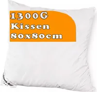 Kopfkissen Gänsefeder Kissen Bett Federkissen 80x80 cm Schlafkissen 1300g Öko Nachtkissen Schlafkissen