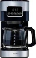 alpina Kaffeemaschine Filterkaffeemaschine 1,5L/12 Tassen - Coffee Machine mit Thermoskanne, Digitalanzeige, Timer und Warmhalteplatte - Einstellbare Kaffeestärke - Schwarz