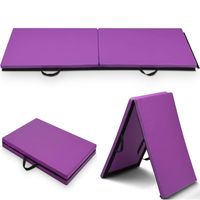 COSTWAY Soft Floor Mat Gymnastic Mat Yoga Mat Folding Mat Gym Mat Fitness Mat 2 Compartment Folding 180x60x4cm