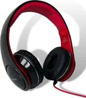 VIVanco™Hochwertige Over-Ear-Kopfhörer, 20-20.000Hz, Extraweiche, bequeme Kopf- und Ohrpolster aus Leder, in Rot und Schwarz