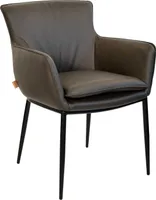 Six Lusso Echtleder Armlehnstuhl - Hochwertiges Rindsleder, belastbar bis 150 kg, ergonomisch, stabil, ideal für Esszimmer, Büro, Konferenzraum - in Schwarz, Grau, Braun