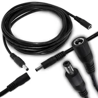 Prodlužovací kabel, DC zástrčka, 5,5 x 2,1 mm, 12V 2A, napájecí kabel, gumový kabel, odolný proti povětrnostním vlivům, pro vnitřní i venkovní použití, 5 m černý Retoo