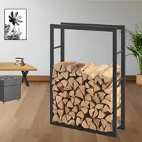 STADO | Kaminholzregal | Metall | Schwarz | 80x150x25cm | Brennholzregal | Feuerholzregal | Kaminholzhalter | Stapelhilfe | Innen- und Außenbereich