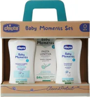 Chicco Baby Moments Pflege-Set: Badeschaum, 200ml + Shampoo, 200ml + Creme gegen Windelausschlag, 100ml