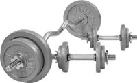 GORILLA SPORTS® Hantelset 70kg - SZ Curlstange 120cm, 2x Kurzhanteln 30mm, Gewichte 2x1,25kg / 2x2,5kg / 4x10kg, mit 6 Sternverschlüssen, Griff gerändelt, aus Gusseisen - Langhantelstange, Hantel Set
