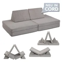 Modulares Kinder Spielsofa | XDREAM Abenteuersofa | Kordbezug hellgrau | mit Schlaffunktion