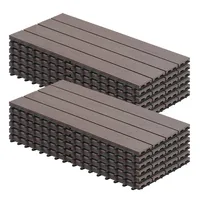 WOLTU Sada 12 WPC terasových dlaždíc Wood-look 30x60cm, dlaždicová podlaha Click Tile Flooring Brown