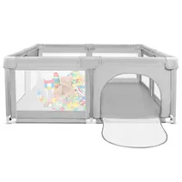 Baby Laufstall Laufgitter 120*120*66cm mit 50 Kugel mit atmungsaktivem Netz Schutzgitter Baby Set Hellgrau