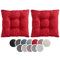 sleepling – 2er Set Stuhlkissen, Sitzkissen, weicher Möbelstoff, 38 x 38 cm, 7 cm, rot
