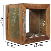 Stolik shabby-chic recycling mango lite drewno kalkutta stolik brązowy mały stolik 45x45x35 cm design cube | Wohnling