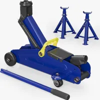 Sada zvedáku Wiltec + 2 zvedací stojany, nosnost až 2 t, výška zvedáku 135-335 mm, pracovní výška zvedacích stojanů 270-365 mm, skládací zvedací stojany