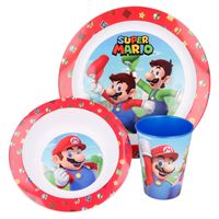 Nintendo geschirrset Super Mario junior rot/weiss 3-teilig, Farbe:rot