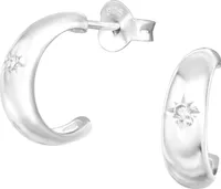 Ohrringe Ohrstecker 925 Sterling Silber vergoldet Halbcreole mit Stern und Zirkonia Material - Silber