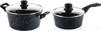 Westinghouse Pfannenset Black Marble (Bratpfanne ø 24 cm + Stieltopf ø 18 cm) - Induktion und alle anderen Wärmequellen