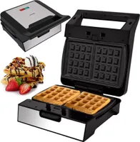 Syntrox Germany Kontaktgrill XXL Plovas – Panini Maker, Elektrogrill mit Keramikbeschichtung, 1800 Watt, abnehmbare Grillplatten (Belgische Waffeln)