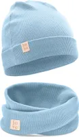 Bubalove | Kinder Beanie Mütze | Loop Schal | SET | Hellblau | 40-46 cm | Frühling | Kindermützen für Jungen und Mädchen