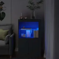 Szafka boczna z oświetleniem LED z czarnego drewna