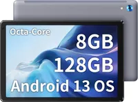 Android 13 Tablet, Tablet 10 Zoll, HD 1280 * 800 IPS, Octa-Core Prozessor, 8 GB RAM + 128 GB ROM, WiFi, Bluetooth (Grau)