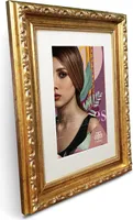 aFFa frames, Goldi, Bilderrahmen aus Holz, Bild Foto Rahmen, ornamental, Vintage, Rechteckig, mit Acrylglasfront, Gold, 9x13 cm