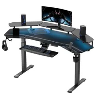 EUREKA ERGONOMIC Elektrisch Computertisch 182×76cm Höhenverstellbarer Schreibtisch Stehpult Gaming Tisch mit Monitorständer und Tastaturablage