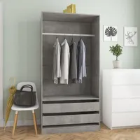 Möbel Kleiderschrank Betongrau 100x50x200 cm Holzwerkstoff DE53236