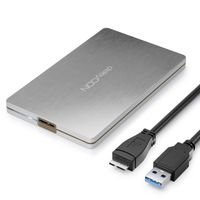 deleyCON SSD Festplattengehäuse USB 3.0 für 2,5“ Zoll SATA 3 SSD / HDD / 7mm SATA III Festplatten Externes Gehäuse UASP [Silber Aluminium]