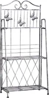 Outsunny Pflanzregal Pflanzenständer Blumenregal Blumenständer Blumentreppe Gartenregal 3 Ebenen Metall Silbergrau 44 x 25 x 96 cm