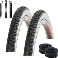 Angebot-Set / 2 x Kenda K-131 27,5" Fahrradreifen Fahrradmantel Schwarz/Weiß 37-584 (26 x 1 3/8 x 1 1/2) + 2 passende Schläuche AV inkl. 3 Reifenheber