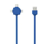 allocacoc 9003BL/USBC15, Nabíjecí kabel USB s konektory USB-C, Lightning a Micro-USB, modrý