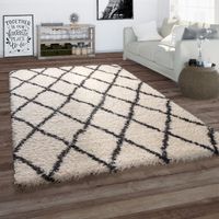 Modern Weiß Weich Langflor Elfenbein Creme Shaggy Flauschig Teppiche 80x150cm 