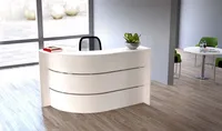 Recepční pult Bari175x95 cm, zakřivený, bílý, LED osvětlení:bez osvětlení