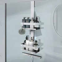 Duschablage zum Hängen, Duschregal aus Edelstahl ohne Bohrer für Rahmenlos Glastür, Shampoo Duschgel Halterung für Dusche