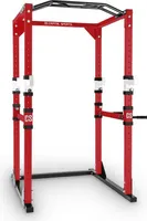 Capital Sports Tremendour Power Rack Käfig - Squat Rack Kraftstation, 2 x Safety Spotter: 20-stufig, 4 x J-Hooks, Multigripp-Klimmzugstange, aufsteckbare Dipstangen, half rack, rot