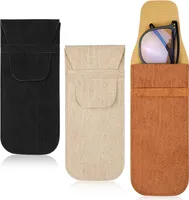 3 Stück Brillenetui Weich, Tragbares Brillenetui Leder, PolyurethanSchlankes Lesebrille Sonnenbrillen Etui Reise, Klein Brillentasche Brillenhülle Brillenbeutel für Damen Herren Kinder