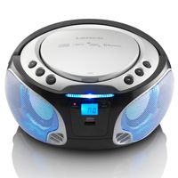 Lenco SCD-550SI - Tragbares FM-Radio mit CD/MP3-Player - Bluetooth® - USB-Anschluß - Lichteffekte - Kopfhörerausgang - Silber