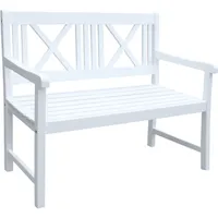Garden Pleasure 965019 Gartenbank 'Malmö' 2-Sitzer B 120 x T 58 x H 89 cm, Bank aus weiß lackiertem Akazien-Holz