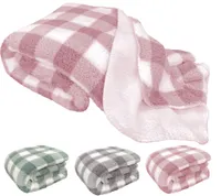 heimtexland ® Kuscheldecke Sherpa Fell Super Warm Extra Dick Teddy Plüsch Wohndecke 200x150 Sofadecke Vichy Karo XL Typ837 Rosa
