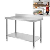ACXIN Pracovní stůl z nerezové oceli Nerezový stůl Gastro stříbrný Stůl pro přípravu pokrmů Komerční pracovní stůl pro kuchyňský bar restauraci (D x Š x V: 120 * 60 * 85 cm, s backsplash)